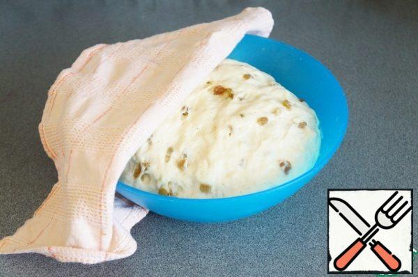 The dough should rise almost three times. If it didn't happen. knead again and leave for half an hour.
