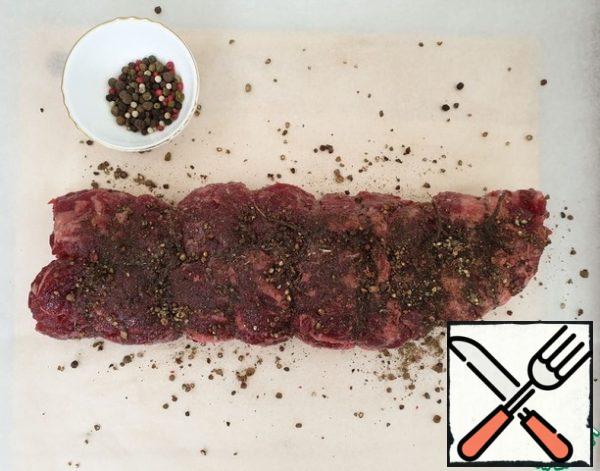 Roll in the pepper mixture.
