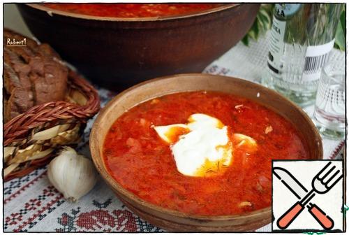 Infused..., rich..., fragrant..., delicious borscht with homemade sour cream...