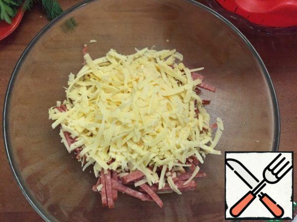 Cheese three on a grater.
