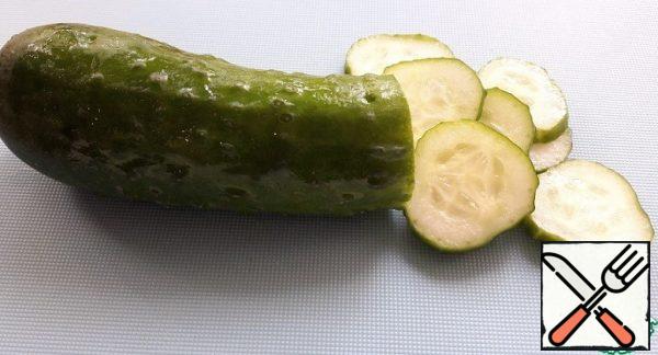 Cucumbers cut into circles.
