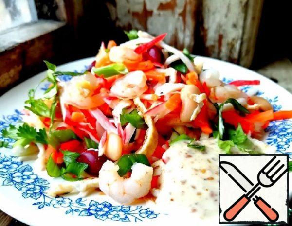 Bean Salad with Pancakes and Shrimp Recipe