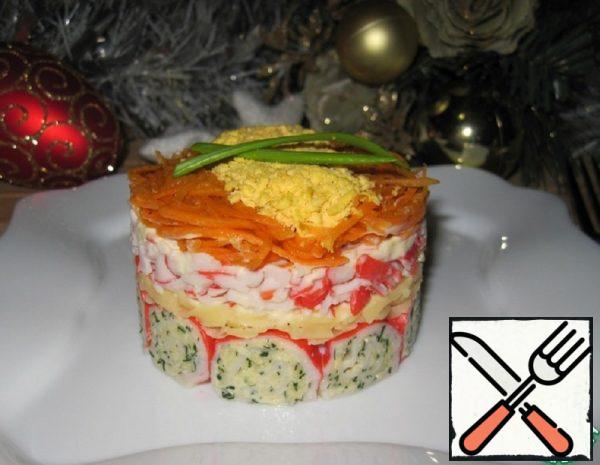 Salad with Crab Stick Rolls Recipe