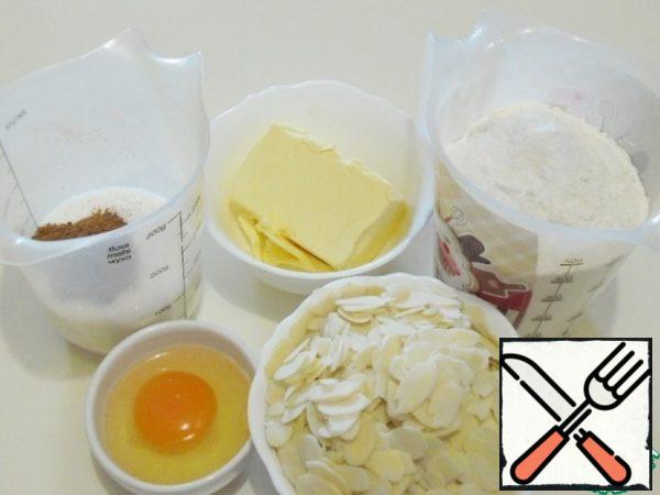 Preheat the oven to 150 °C.
Prepare the products - it's not such a big set.
Mix sugar with cinnamon.
Mix the sifted flour with baking soda.
Butter or margarine at room temperature.
