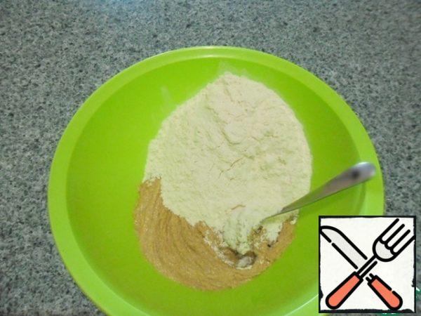 Transfer to a bowl and add the flour and soda.