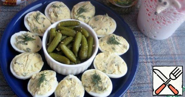 Eggs with Cheese and Cucumber Filling Recipe