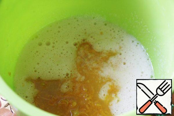 Add orange juice and zest to them.
