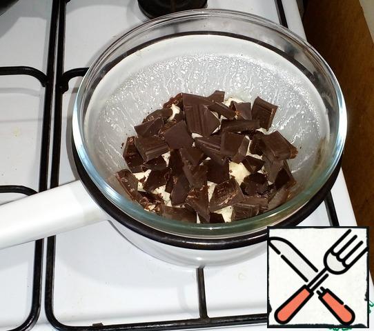 Melt the chocolate together with the butter in a steam bath.