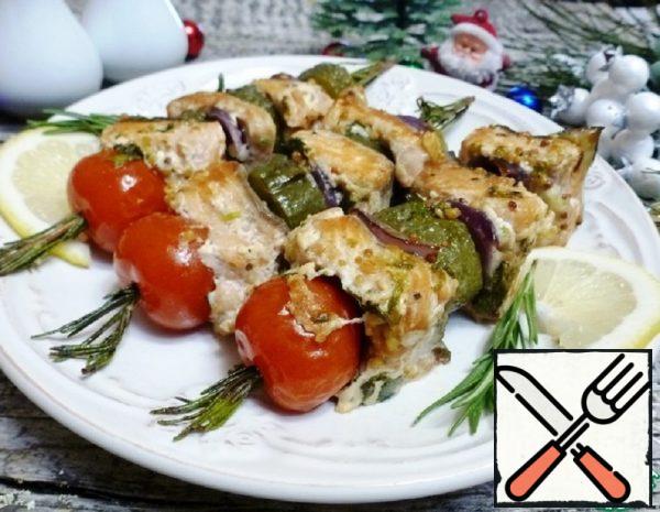 Snack Skewers of Pink Salmon with Rosemary Recipe