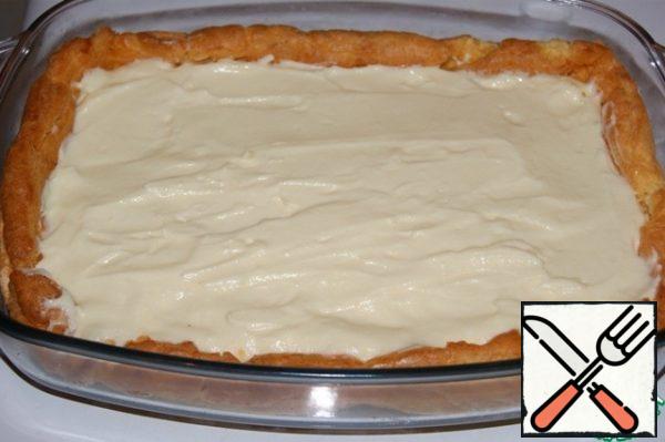 Carefully distribute the cream pudding over the entire surface.
Put in the refrigerator.