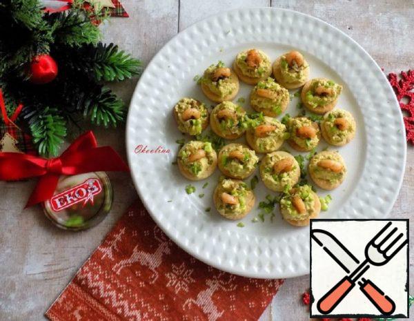 Canapes with Prawns on Pea Puree Recipe