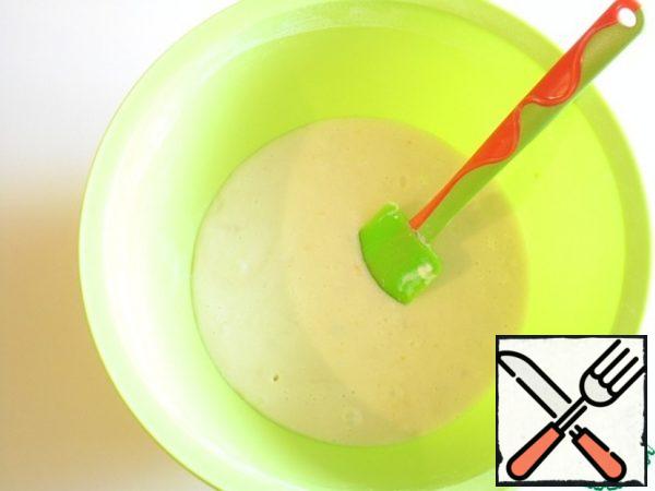 Add to the prepared dough. Mix with a spatula or mixer at low speed.