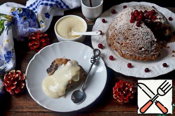 I served the pudding with custard. Enjoy your meal!