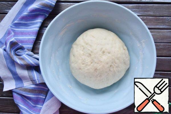 Knead a fairly thick dough, put it in a bowl and cover with a kitchen towel to leave in a warm place for an hour to rise.