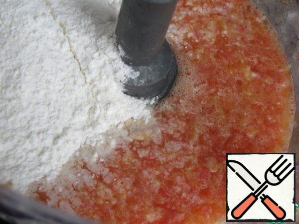 Grind for 15 seconds. Add sugar mixed with starch.
