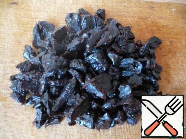 Prunes cut into pieces.
