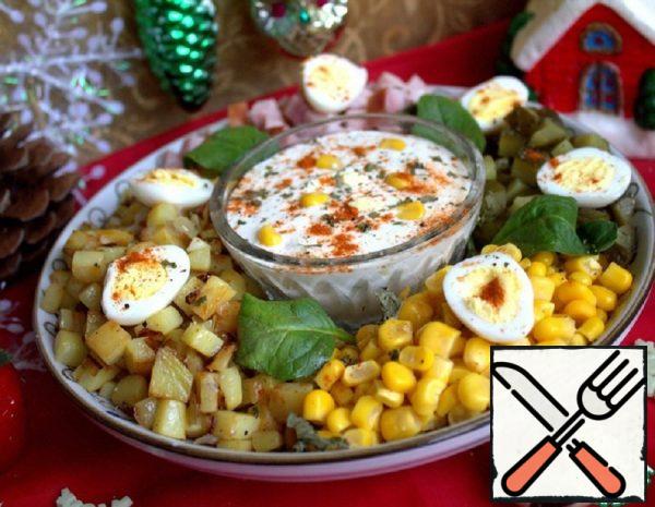 Salad with Ham and Fried Potatoes Recipe