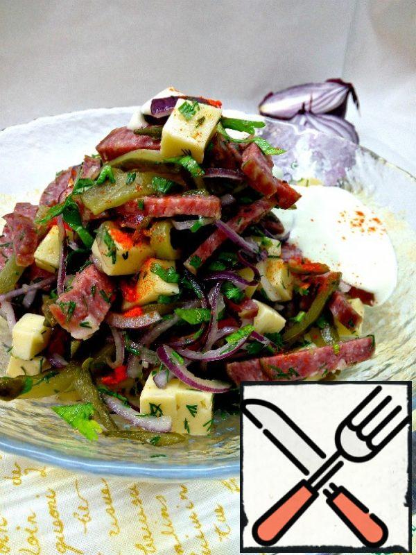 Season the salad and serve it to the table.