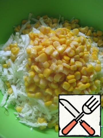 Combine all the chopped ingredients in a bowl and add the corn.