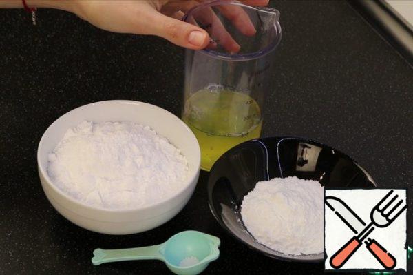 Protein at room temperature.
Powdered sugar sifted.
Corn starch.
Citric acid can be replaced with lemon juice.