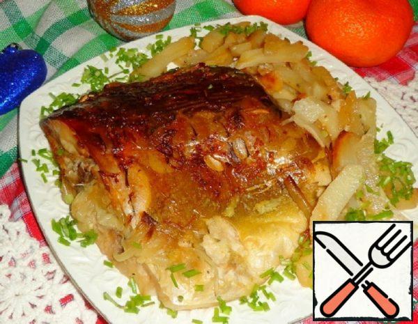 Baked Carp with French Fries Recipe