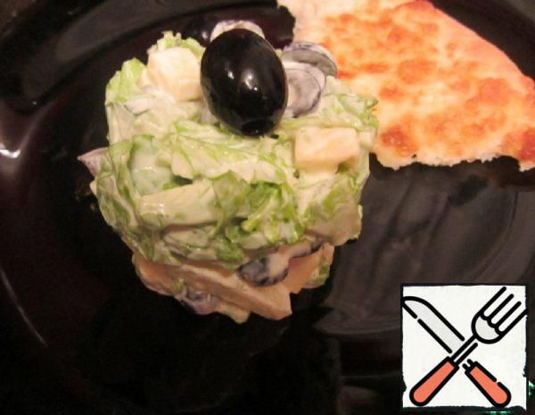 Cucumber Salad with Olives and Cheese Recipe