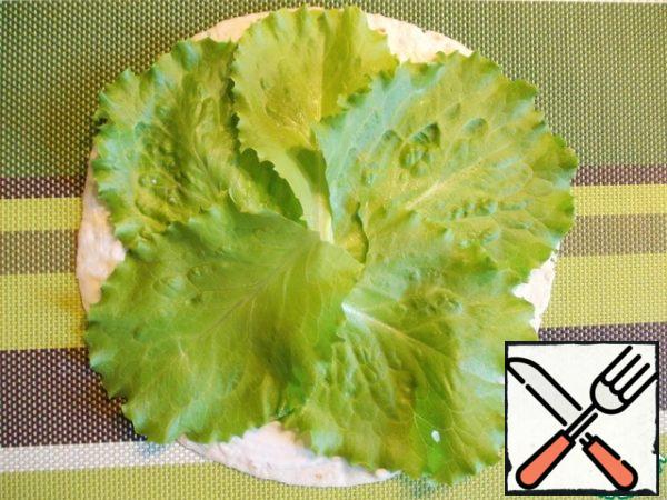 Top with lettuce leaves.