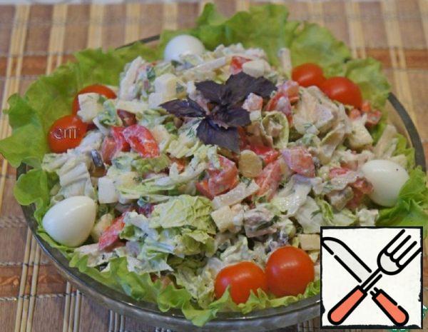 Peking Cabbage Salad with Chicken and Squid Recipe