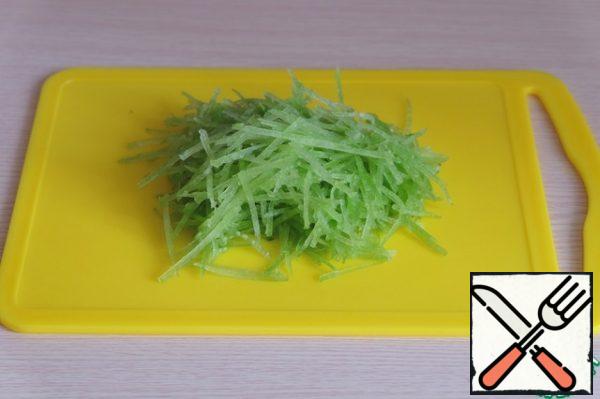 Grate the radish on a Korean grater.