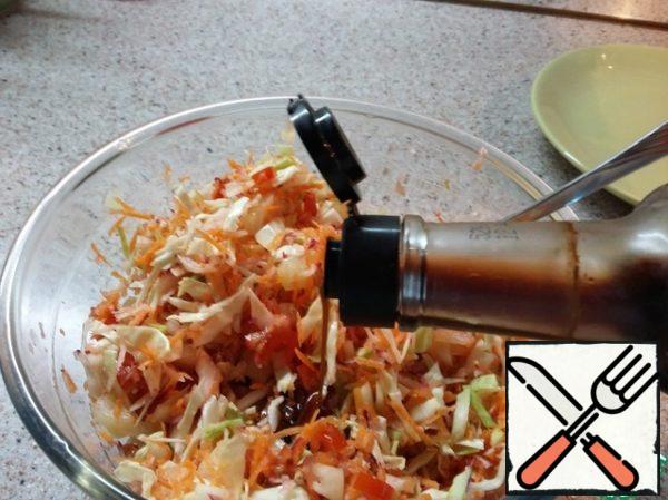Add soy sauce. Mix it.