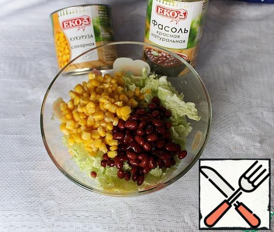 Add the beans and corn.
