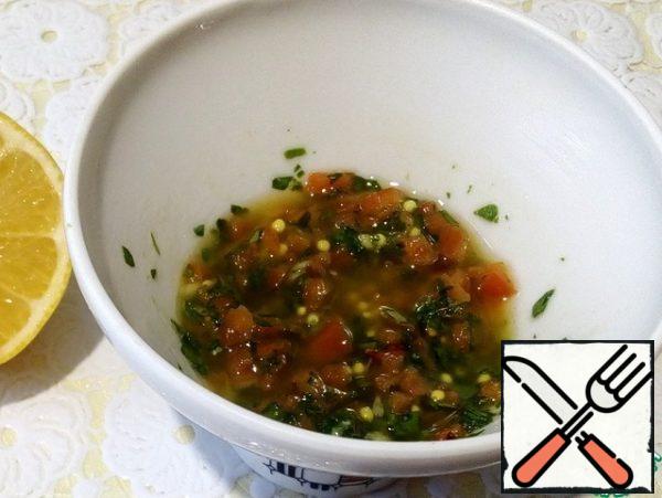 Add the parsley and pepper to the oil mixture and mix well, try.