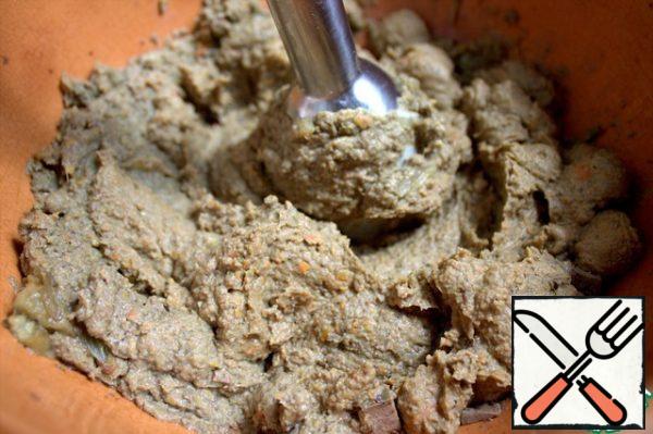 Eggplant pulp is easy to remove with a spoon and add.