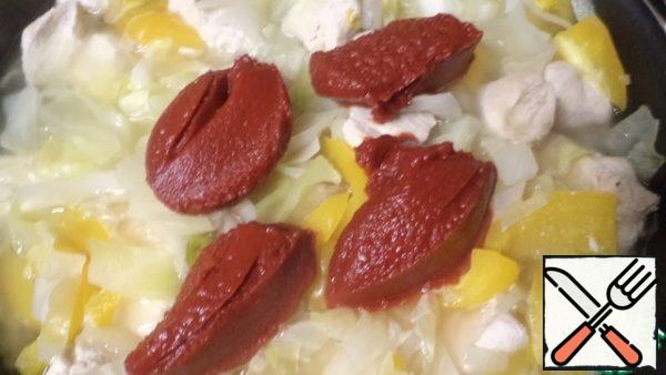 Add the tomato paste and cook for 1-2 minutes, stirring.