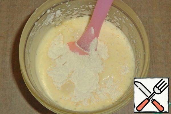 Add the flour and baking powder and mix until smooth.