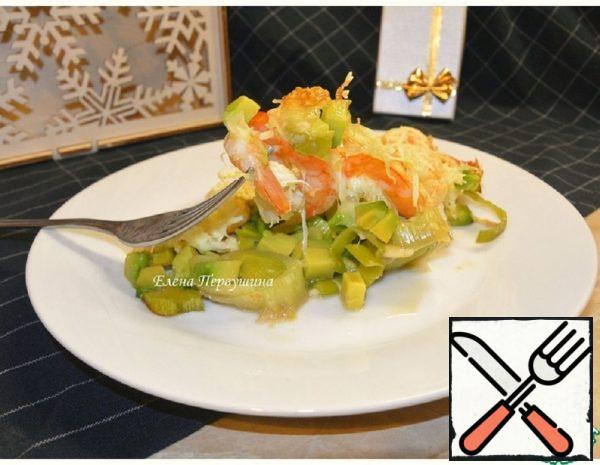 Prawns with Avocado under a Cheese Coat Recipe