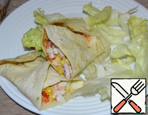 Snacks of Crab Sticks in a Tortilla Recipe
