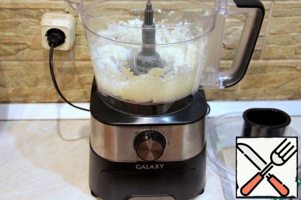 Bow grind in a food processor using the knife grinders.