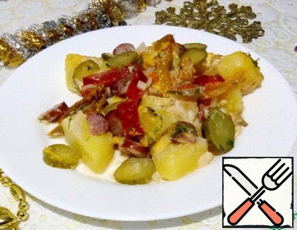 Baked Vegetables with Hunting Sausages Recipe
