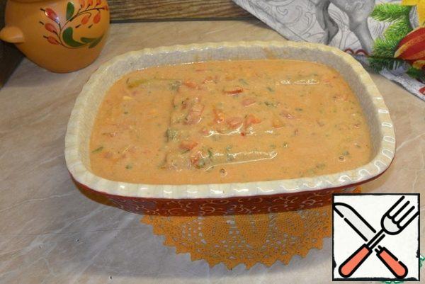 Pour cannelloni sauce over it.