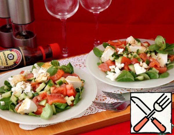 Salad with Salmon, Vegetables and Cheese Recipe