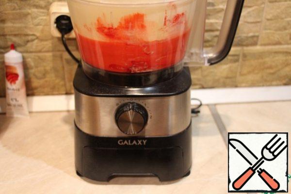 Add all the dry ingredients, vegetable oil and dye to the combine, mix everything using the whipping nozzle in the combine.