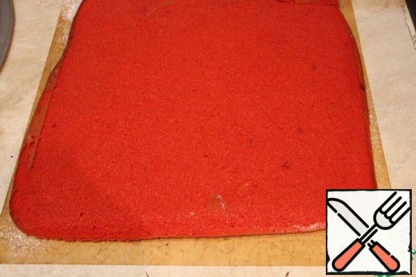 Remove from the oven, turn on baking paper, remove the Mat, roll with paper, and cool.