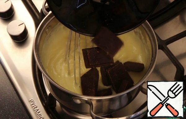 Then all the chocolate at once. It can be crushed, but in order for the mass to be hot enough, the chocolate will dissolve well enough. Why do I need to dirty the extra dishes)