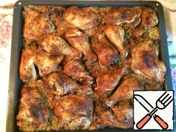 After this time, remove the foil and turn on the grill mode (if any). The goal is for the chicken to have a nice crust. And another 20-30 minutes. Look at the readiness (if you pierce the chicken, transparent juice is released) and appearance.

Well, that's it! Enjoy your meal!