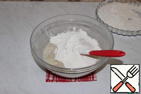 Gradually add the flour and salt.