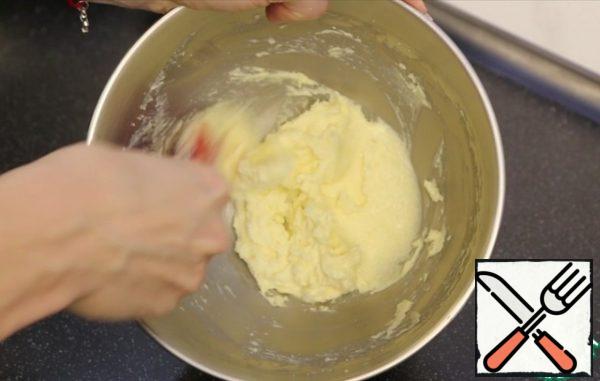 Softened butter whisk with sugar until white.