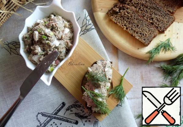 Made for an afternoon snack. Served with Borodino bread. Serve with whatever you want... loaves, white or black bread, crackers, for a holiday, you can fill the egg whites with pate.