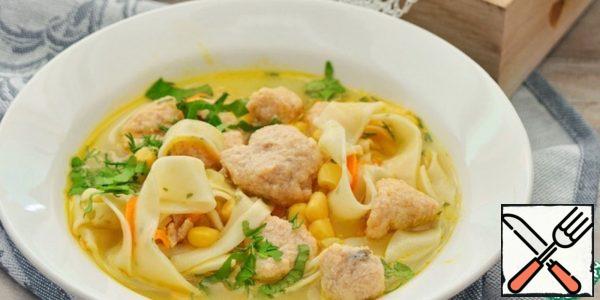 Noodle Soup with Pink Salmon Dumplings Recipe
