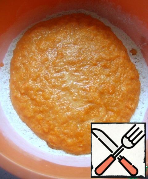 Combine the flour mixture with the carrot.